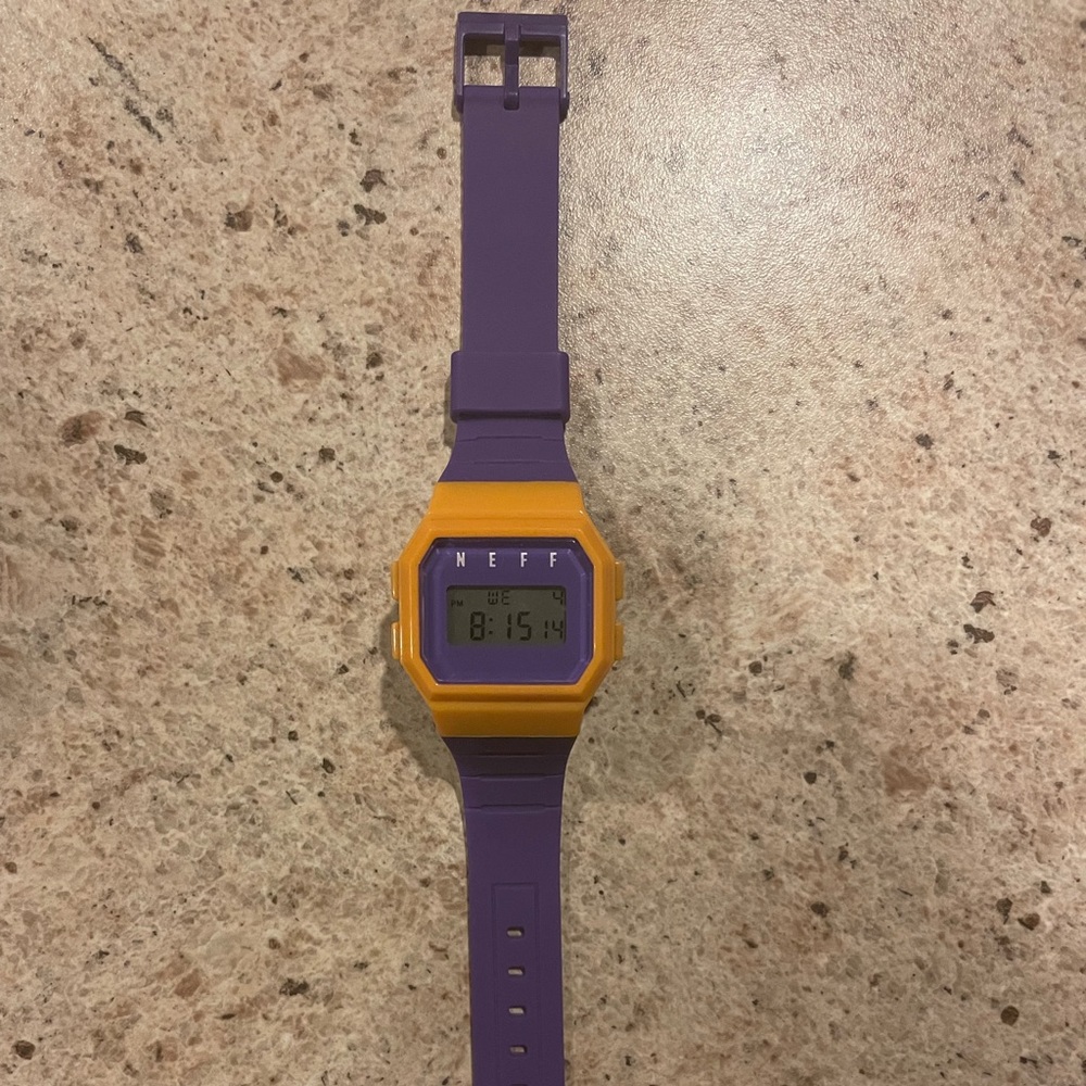 Purple and orange Neff digital watch